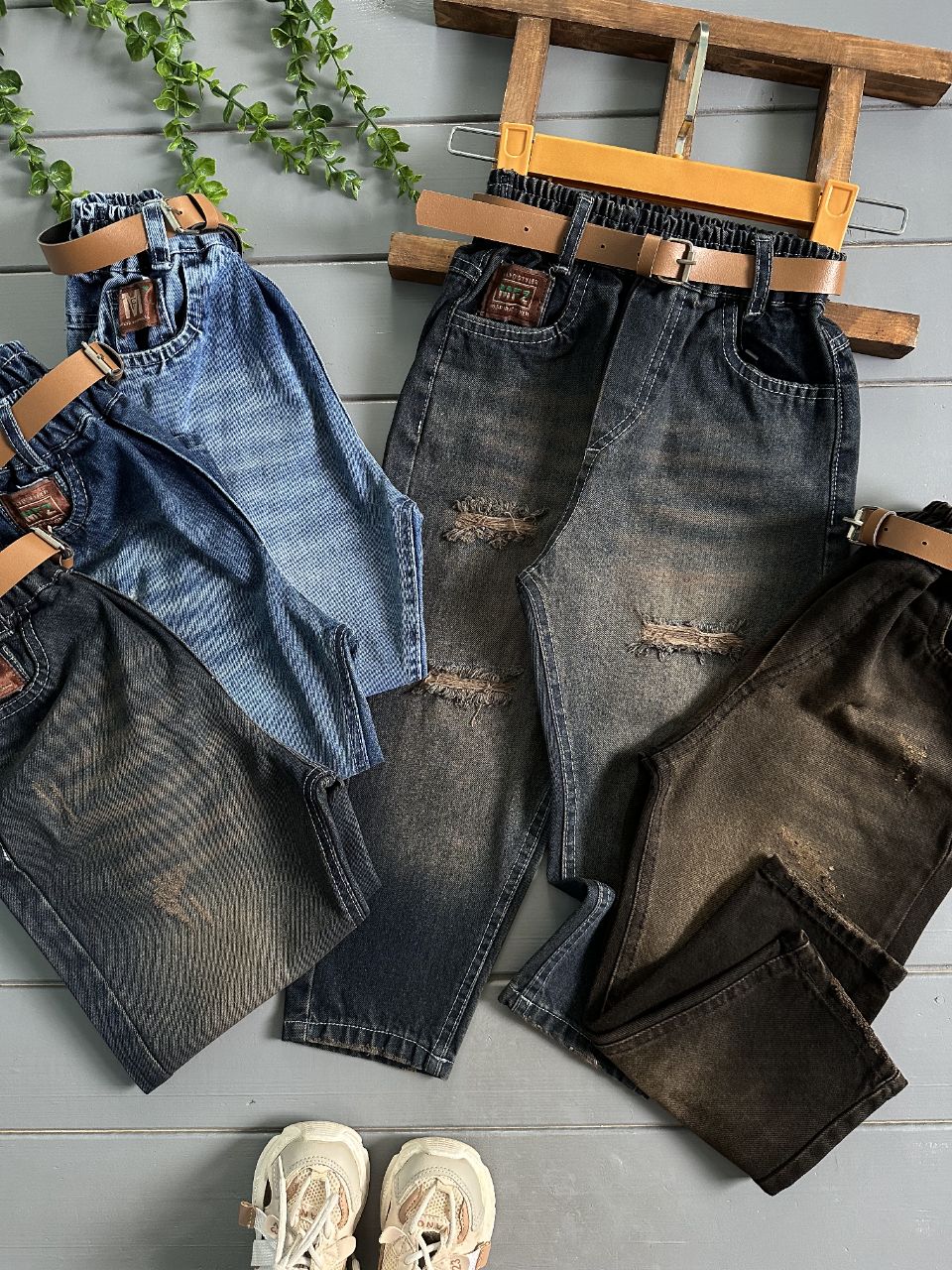 شلوار مام با کمربند