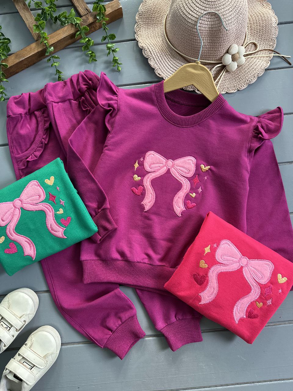 بلوز شلوار پاپیون صورتی 